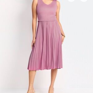 Terra Mixed Media Pink Midi Dress.